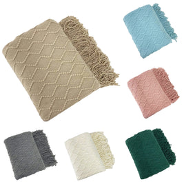 Fennco Styles Modern Textured Weave Knit Throw with Fringe 50