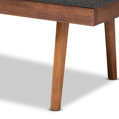 Baxton Studio Larisa Mid-Century Modern Charcoal Fabric Upholstered Wood Bench