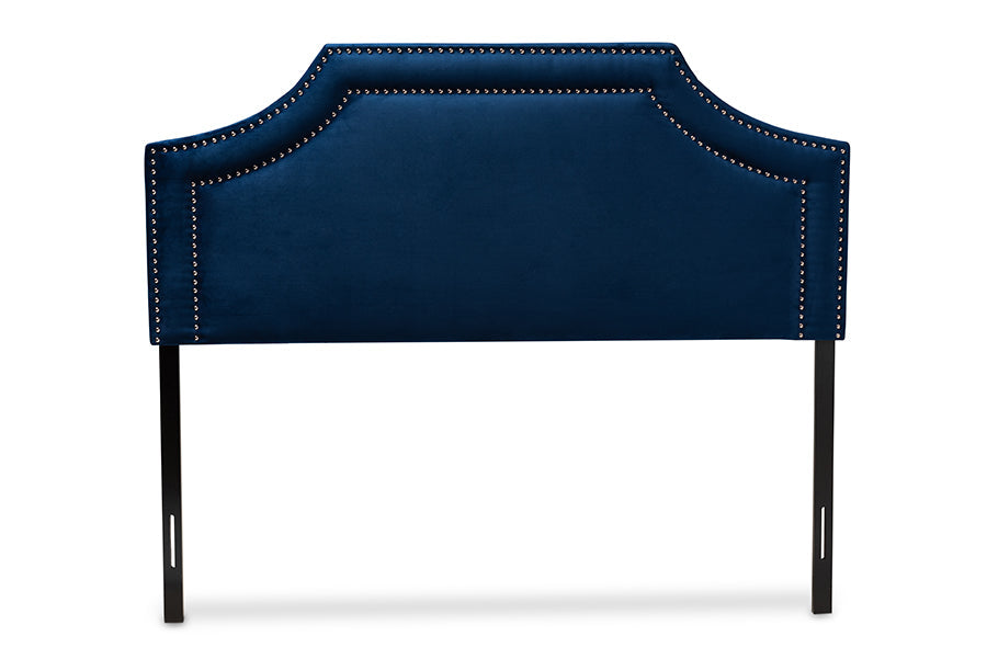 Baxton Studio Avignon Modern and Contemporary Navy Blue Velvet Fabric Upholstered Full Size Headboard