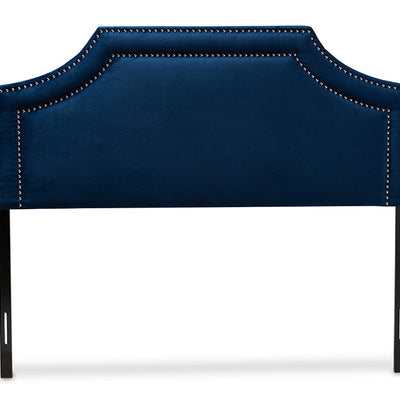 Baxton Studio Avignon Modern and Contemporary Navy Blue Velvet Fabric Upholstered Full Size Headboard