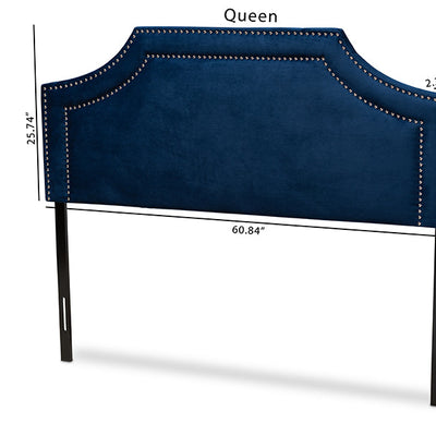 Baxton Studio Avignon Modern and Contemporary Navy Blue Velvet Fabric Upholstered Full Size Headboard