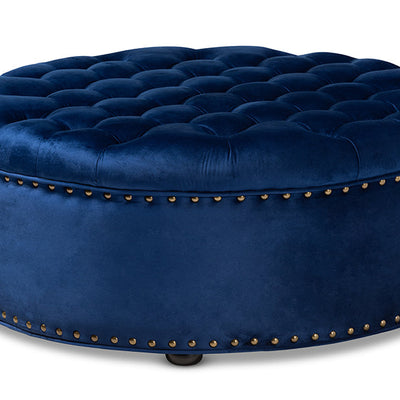 Baxton Studio Iglehart Modern and Contemporary Royal Blue Velvet Fabric Upholstered Tufted Cocktail Ottoman