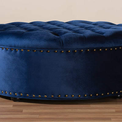 Baxton Studio Iglehart Modern and Contemporary Royal Blue Velvet Fabric Upholstered Tufted Cocktail Ottoman
