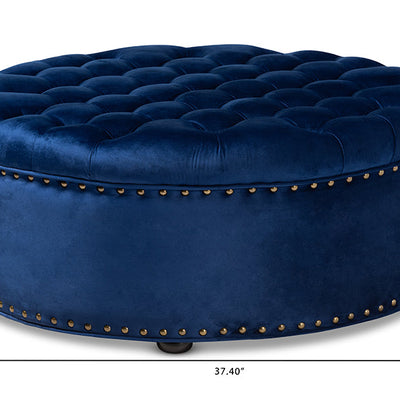Baxton Studio Iglehart Modern and Contemporary Royal Blue Velvet Fabric Upholstered Tufted Cocktail Ottoman