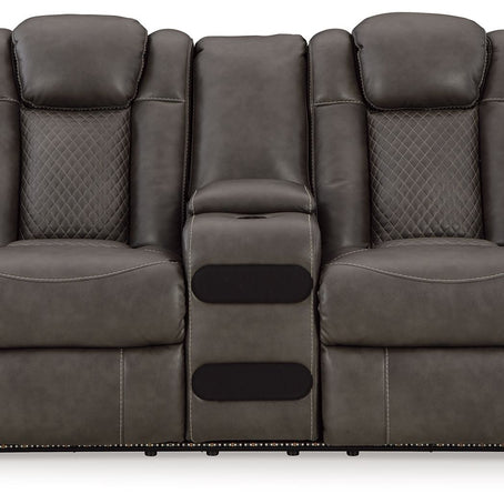 Fyne-dyme - Power Reclining Loveseat With Console/Adj Hdrst