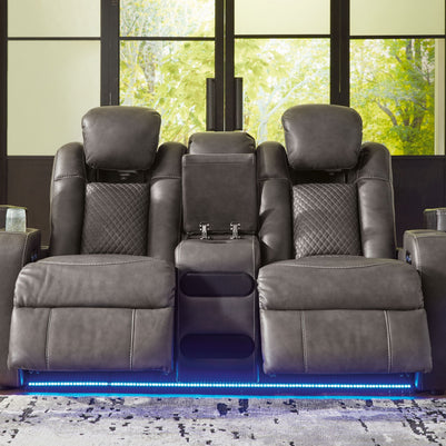 Fyne-dyme - Power Reclining Loveseat With Console/Adj Hdrst