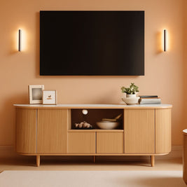 63 Inch Fluted TV Entertainment Console With Integrated Storage