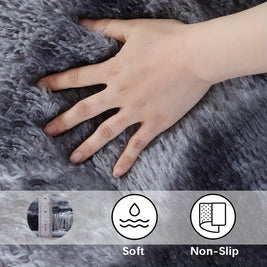 Light Gray Shaggy Area Rug – Soft Plush Indoor Carpet