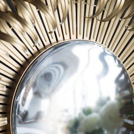 Sunburst Design Wall Mirror Decorative en For Entryway, Modern Living Room - Gold