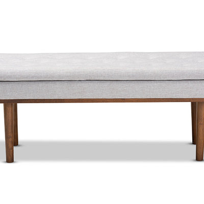 Baxton Studio Arne Mid-Century Modern Greyish Beige Fabric Upholstered Walnut Finished Bench