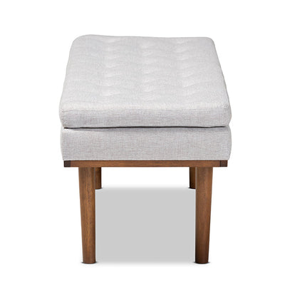 Baxton Studio Arne Mid-Century Modern Greyish Beige Fabric Upholstered Walnut Finished Bench