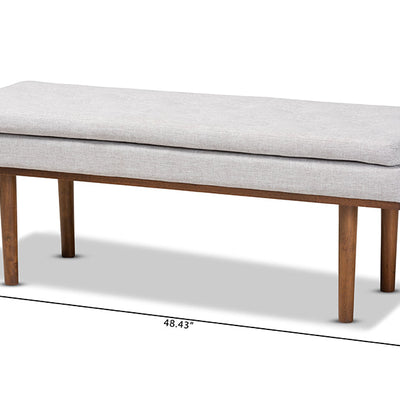Baxton Studio Arne Mid-Century Modern Greyish Beige Fabric Upholstered Walnut Finished Bench