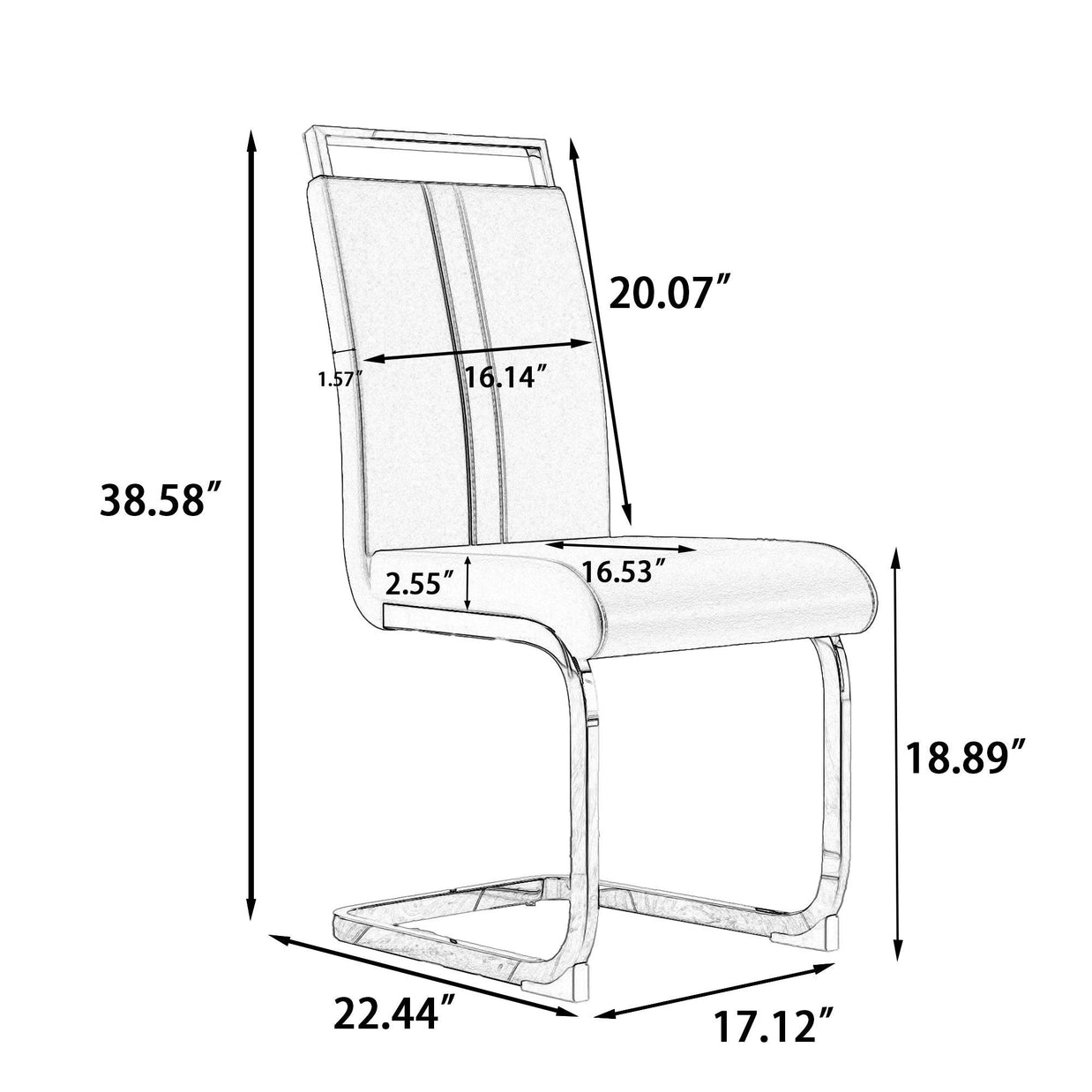 Side Dining Room Chair, Padded Seat High Back