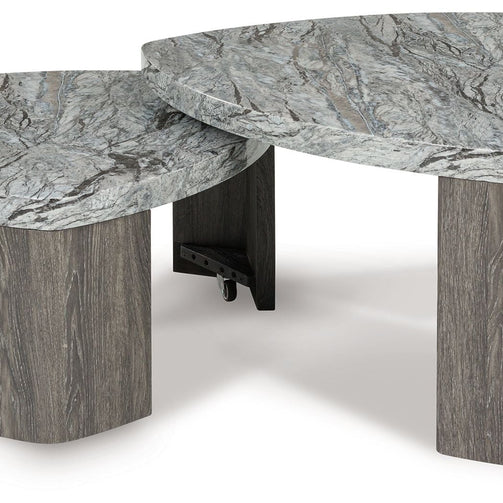 Surmour - Stacked Cocktail Table - Gray / Brown