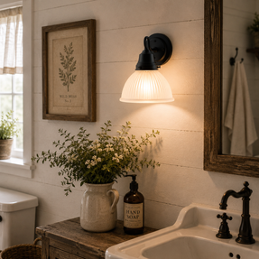 Frosted Glass Factory Holophane Wall Sconce Light Fixture