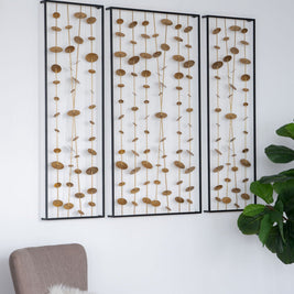 Metal Decorative Wall Art With Frame, Wall Decor For Living Room (Set of 3) - Gold