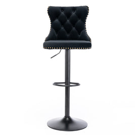 Black,Set of 225-33 Inch,17.7 inch base, Modern Upholstered Bar Stools with Backs Comfortable Tufted for Home Pub and Kitchen