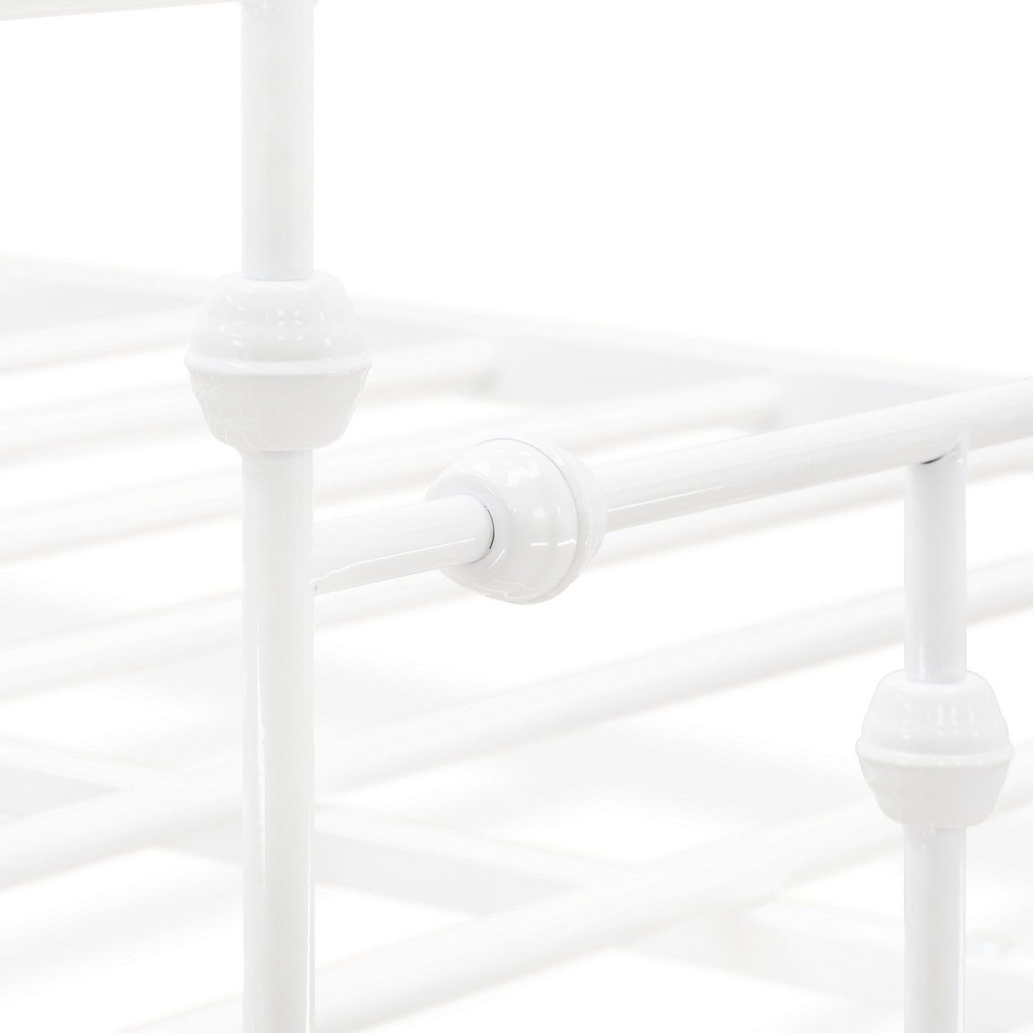 EAST WEST FURNITURE - ATQCWHI - Anniston Queen Bed with Luxurious Style Headboard and Footboard - Canopy Metal Frame in Powder Coating Linen white