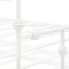 EAST WEST FURNITURE - ATQCWHI - Anniston Queen Bed with Luxurious Style Headboard and Footboard - Canopy Metal Frame in Powder Coating Linen white