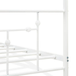 EAST WEST FURNITURE - ATQCWHI - Anniston Queen Bed with Luxurious Style Headboard and Footboard - Canopy Metal Frame in Powder Coating Linen white