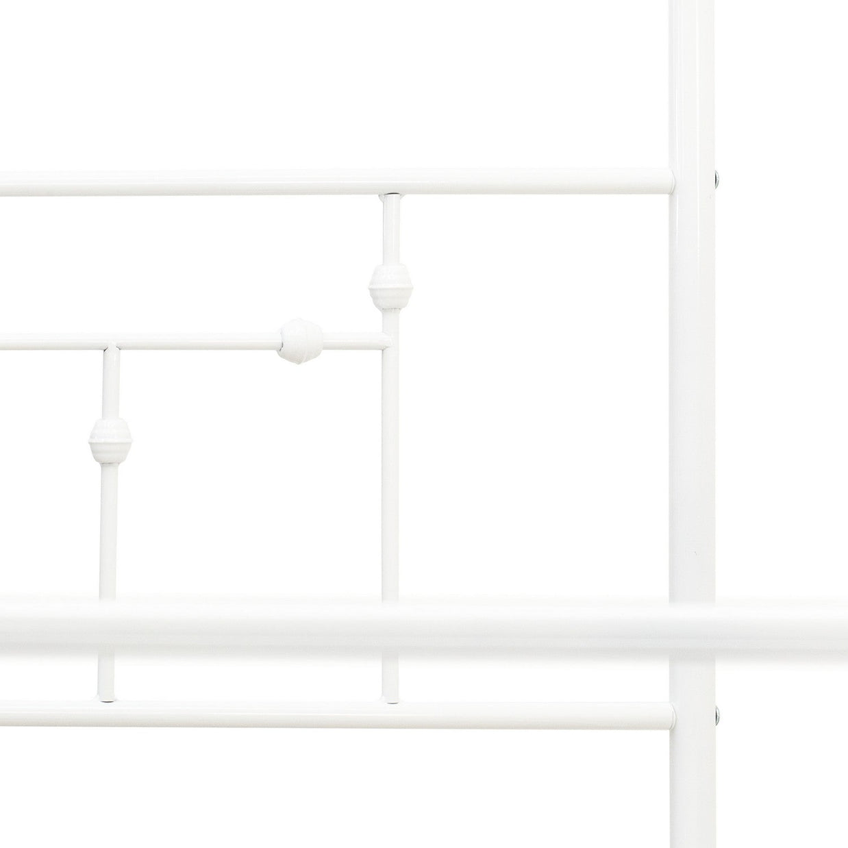 EAST WEST FURNITURE - ATQCWHI - Anniston Queen Bed with Luxurious Style Headboard and Footboard - Canopy Metal Frame in Powder Coating Linen white