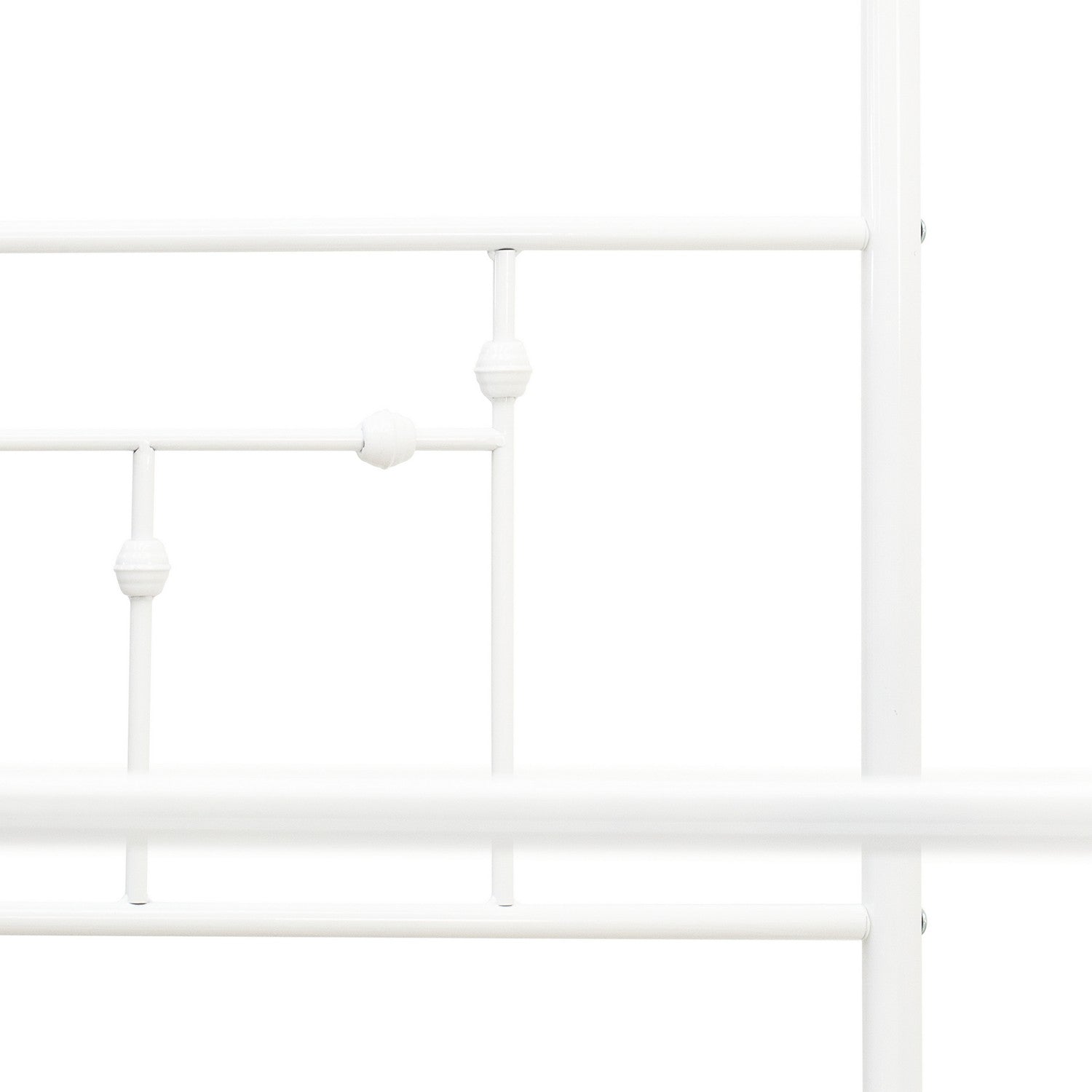 EAST WEST FURNITURE - ATQCWHI - Anniston Queen Bed with Luxurious Style Headboard and Footboard - Canopy Metal Frame in Powder Coating Linen white