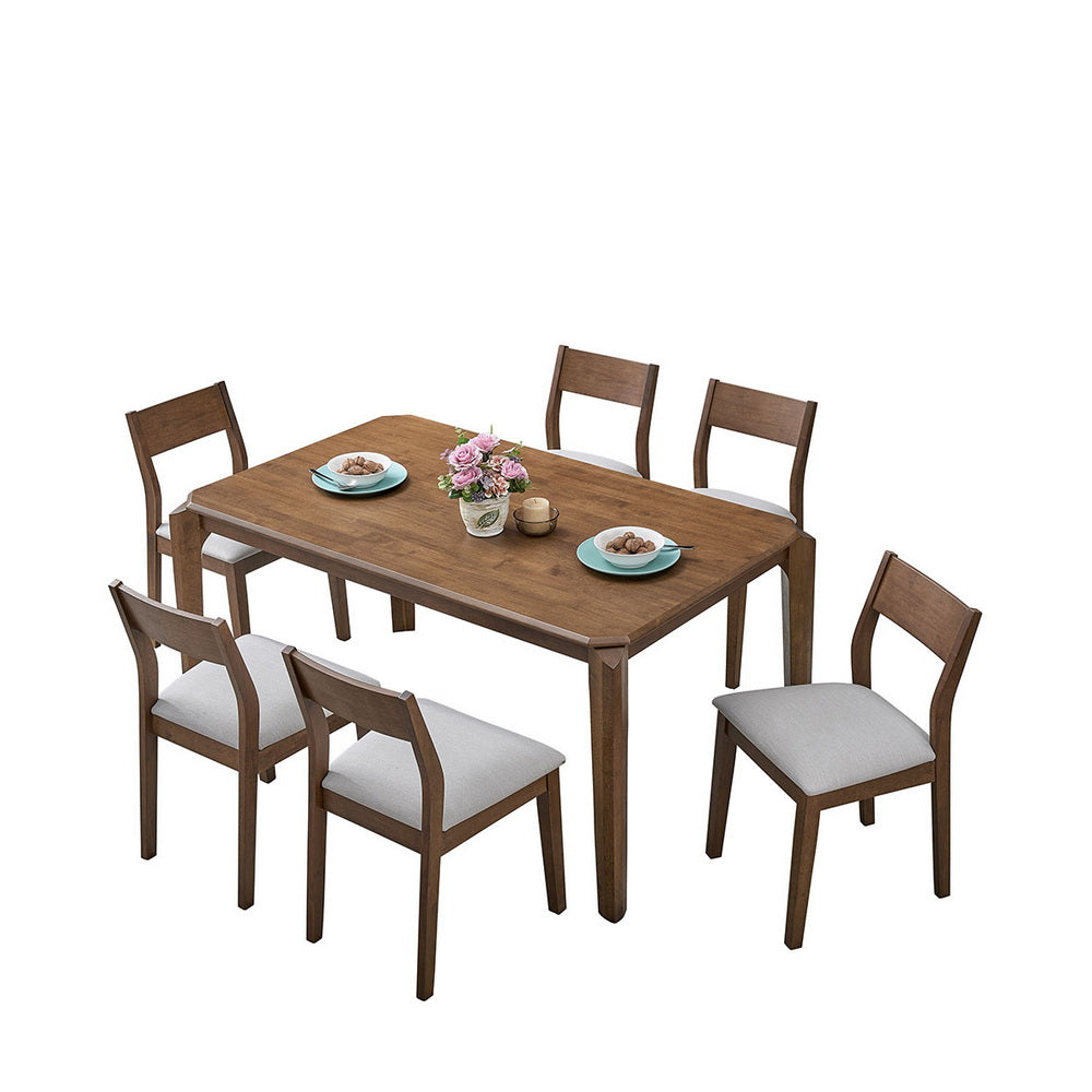 ACTU 59” Solid Wood Mid-Century Modern Dining Table Set for Small Spaces (Seats 4–6)