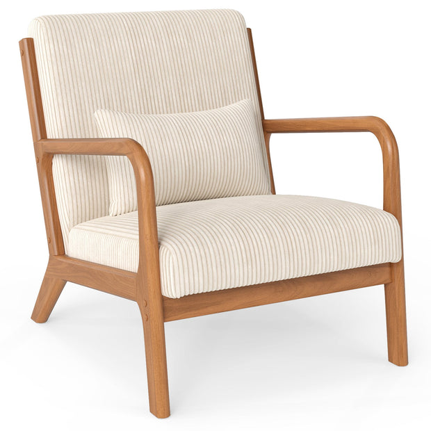 Accent Chair Corduroy Upholstered Lounge Chair with Lumbar Pillow