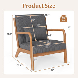 Accent Chair Corduroy Upholstered Lounge Chair with Lumbar Pillow