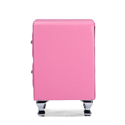 Baxton Studio Stella Crystal Tufted Pink Leather Modern Nightstand