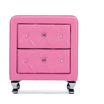 Baxton Studio Stella Crystal Tufted Pink Leather Modern Nightstand