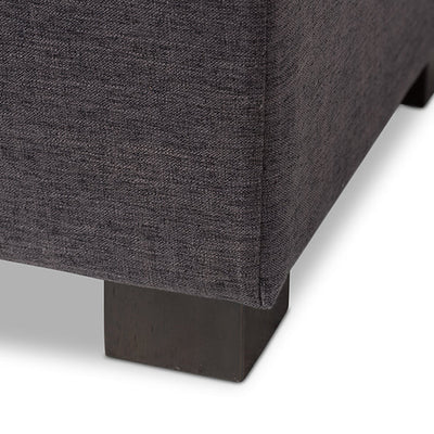 Baxton Studio Roanoke Modern and Contemporary Dark Grey Fabric Upholstered Grid-Tufting Storage Ottoman Bench