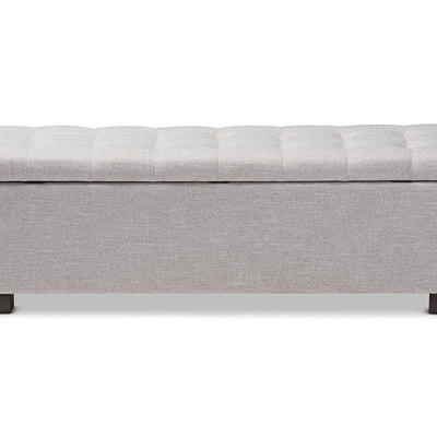 Baxton Studio Roanoke Modern and Contemporary Grayish Beige Fabric Upholstered Grid-Tufting Storage Ottoman Bench