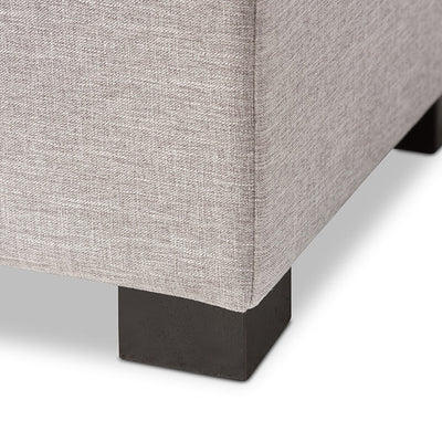Baxton Studio Roanoke Modern and Contemporary Grayish Beige Fabric Upholstered Grid-Tufting Storage Ottoman Bench