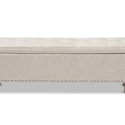 Baxton Studio Hannah Modern and Contemporary Beige Fabric Upholstered Button-Tufting Storage Ottoman Bench