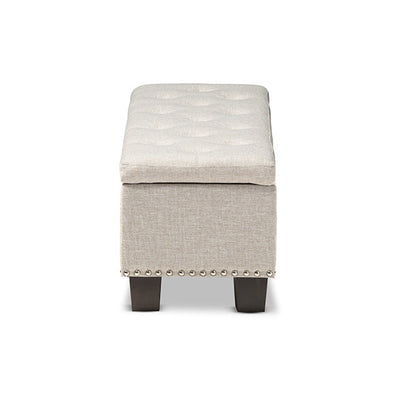 Baxton Studio Hannah Modern and Contemporary Beige Fabric Upholstered Button-Tufting Storage Ottoman Bench
