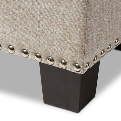 Baxton Studio Hannah Modern and Contemporary Beige Fabric Upholstered Button-Tufting Storage Ottoman Bench