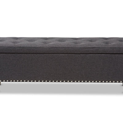 Baxton Studio Hannah Modern and Contemporary Dark Grey Fabric Upholstered Button-Tufting Storage Ottoman Bench