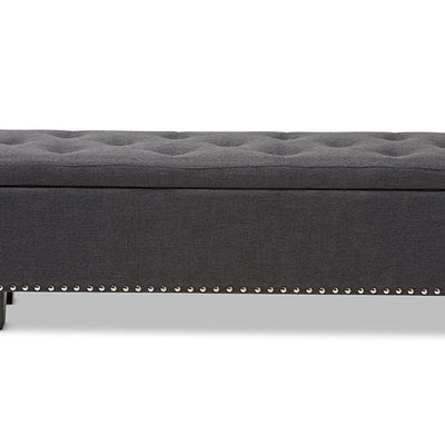 Baxton Studio Hannah Modern and Contemporary Dark Grey Fabric Upholstered Button-Tufting Storage Ottoman Bench