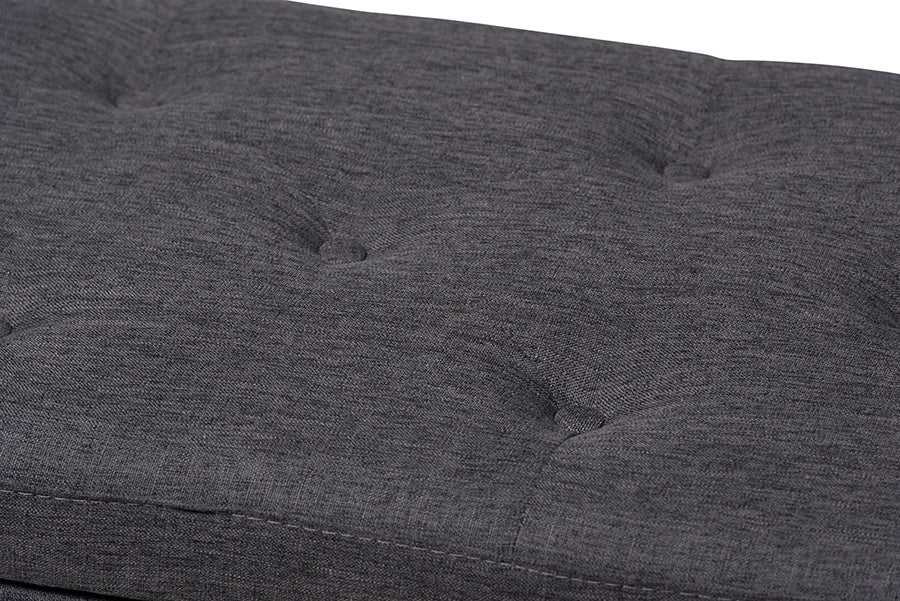 Baxton Studio Hannah Modern and Contemporary Dark Grey Fabric Upholstered Button-Tufting Storage Ottoman Bench