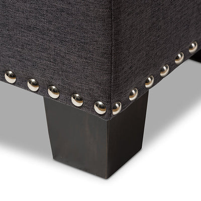 Baxton Studio Hannah Modern and Contemporary Dark Grey Fabric Upholstered Button-Tufting Storage Ottoman Bench