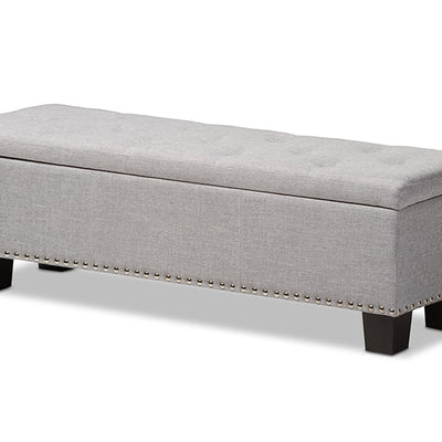 Baxton Studio Hannah Modern and Contemporary Grayish Beige Fabric Upholstered Button-Tufting Storage Ottoman Bench