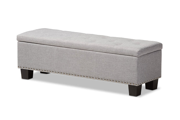 Baxton Studio Hannah Modern and Contemporary Grayish Beige Fabric Upholstered Button-Tufting Storage Ottoman Bench