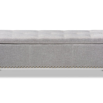 Baxton Studio Hannah Modern and Contemporary Grayish Beige Fabric Upholstered Button-Tufting Storage Ottoman Bench