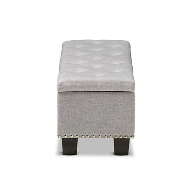 Baxton Studio Hannah Modern and Contemporary Grayish Beige Fabric Upholstered Button-Tufting Storage Ottoman Bench