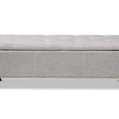 Baxton Studio Hannah Modern and Contemporary Grayish Beige Fabric Upholstered Button-Tufting Storage Ottoman Bench
