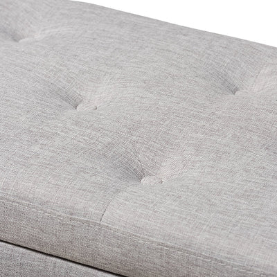 Baxton Studio Hannah Modern and Contemporary Grayish Beige Fabric Upholstered Button-Tufting Storage Ottoman Bench