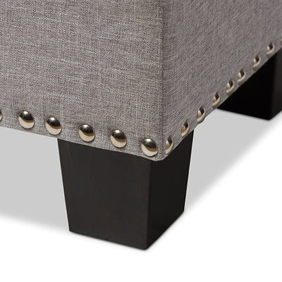Baxton Studio Hannah Modern and Contemporary Grayish Beige Fabric Upholstered Button-Tufting Storage Ottoman Bench