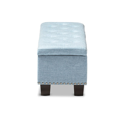 Baxton Studio Hannah Modern and Contemporary Light Blue Fabric Upholstered Button-Tufting Storage Ottoman Bench