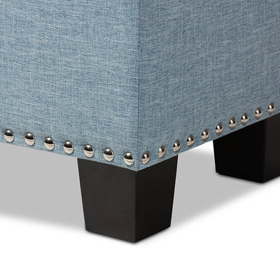 Baxton Studio Hannah Modern and Contemporary Light Blue Fabric Upholstered Button-Tufting Storage Ottoman Bench